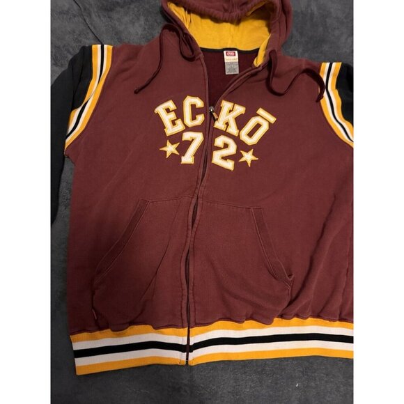 Ecko Unltd Hoodie Mens L Zip Grunge Rap Skate Spellout Sweatshirt - Picture 5 of 6